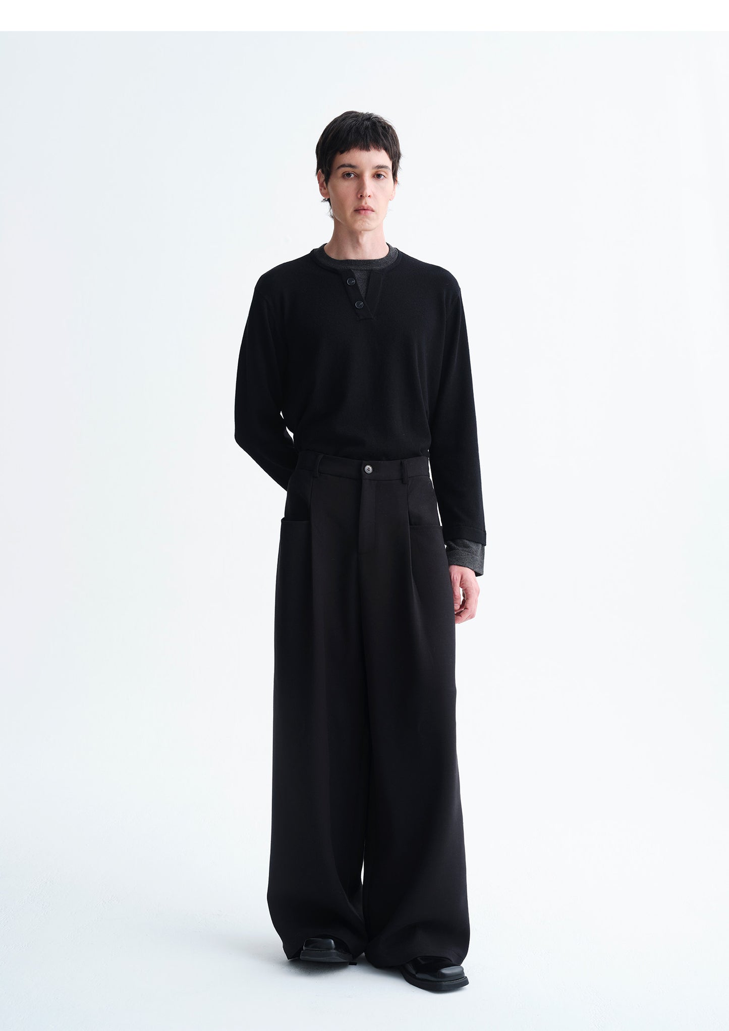 Silk Blend Pleated Wide-Leg Pants