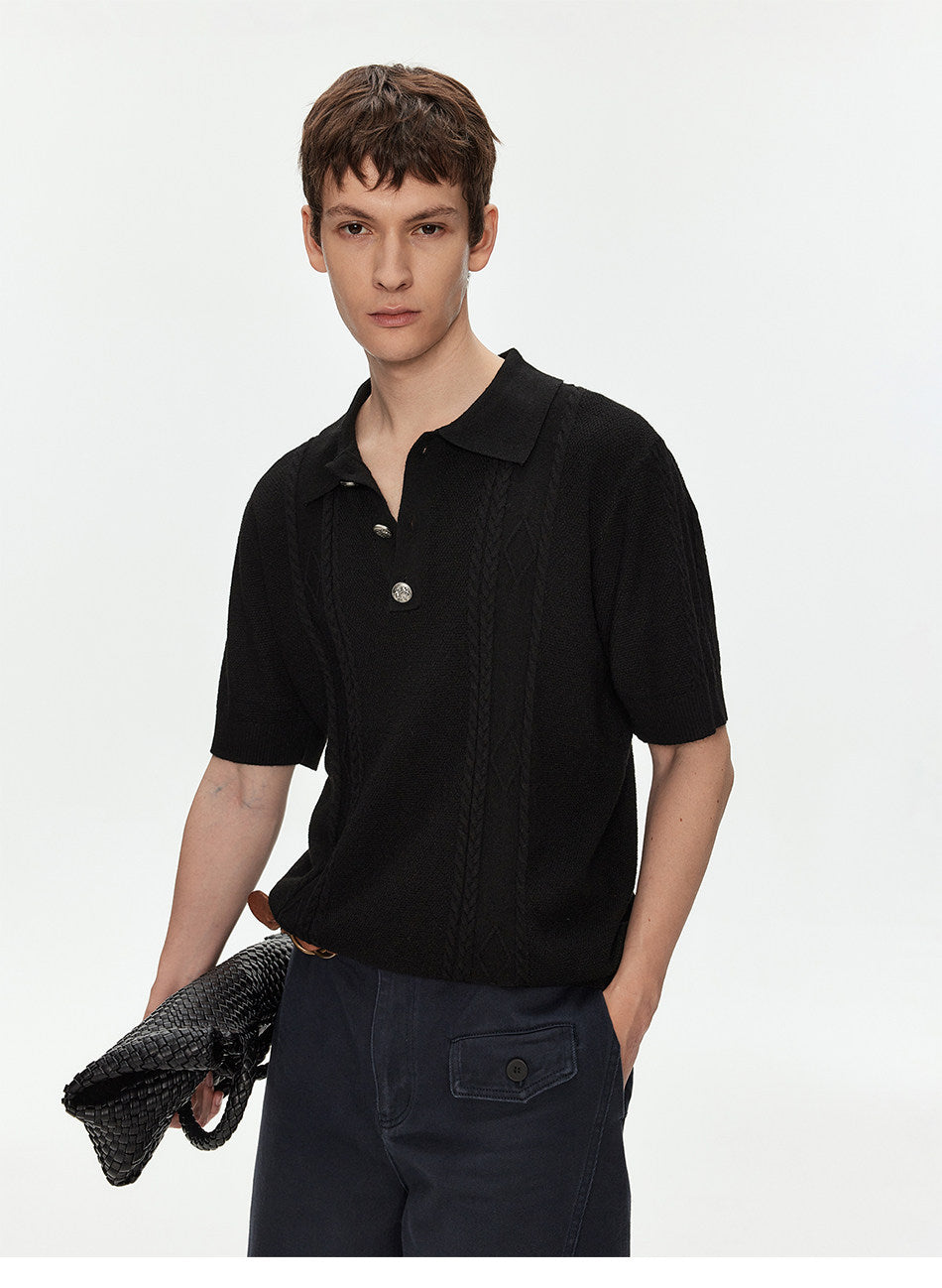Wool-Blend Knit Polo Shirt