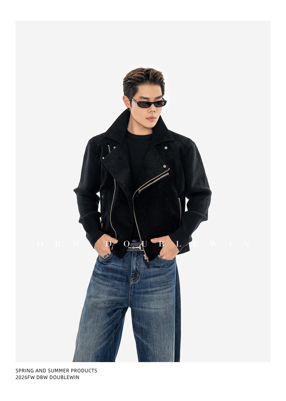 Rider Jacket with Diagonal Placket