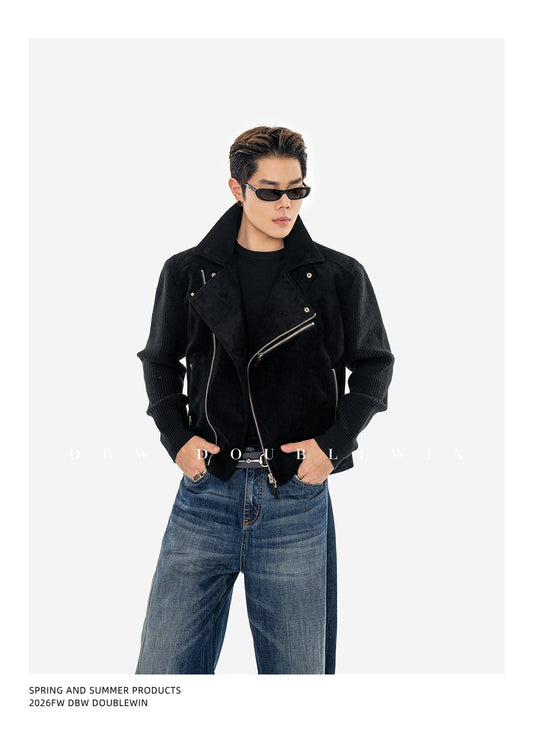 Rider Jacket with Diagonal Placket