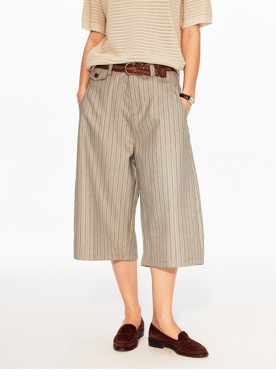 Striped Wide-Leg Shorts