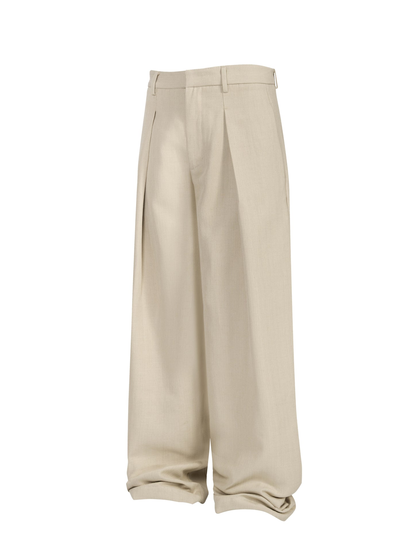 Double-Pleated Linen Casual Pants