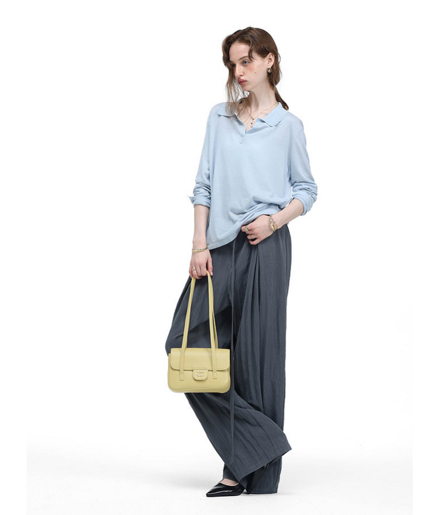 Linen-Blend Knit Polo Shirt