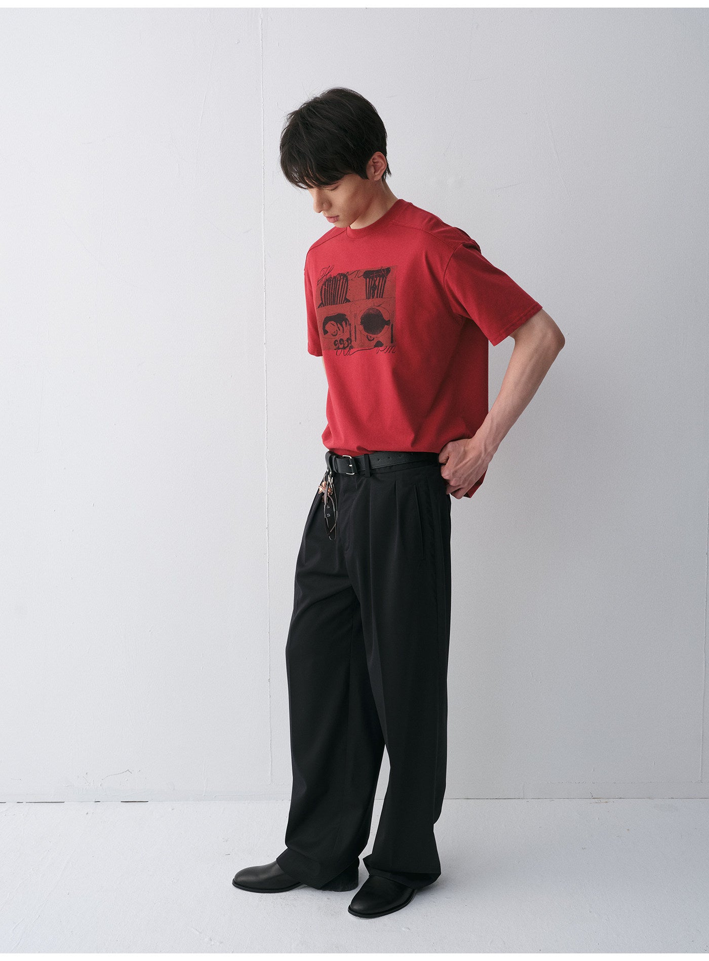 Wool Double-Pleated Casual Pants