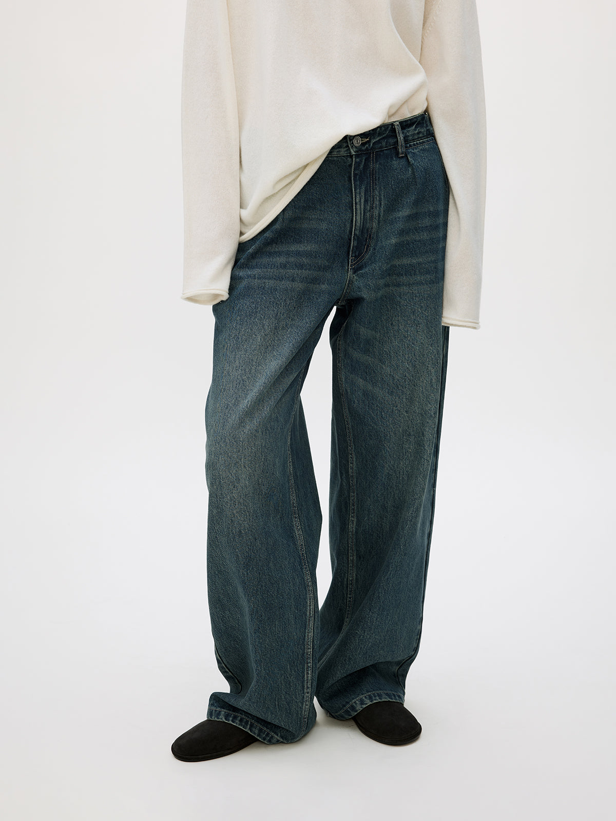 Loose Straight Leg Denim Pants