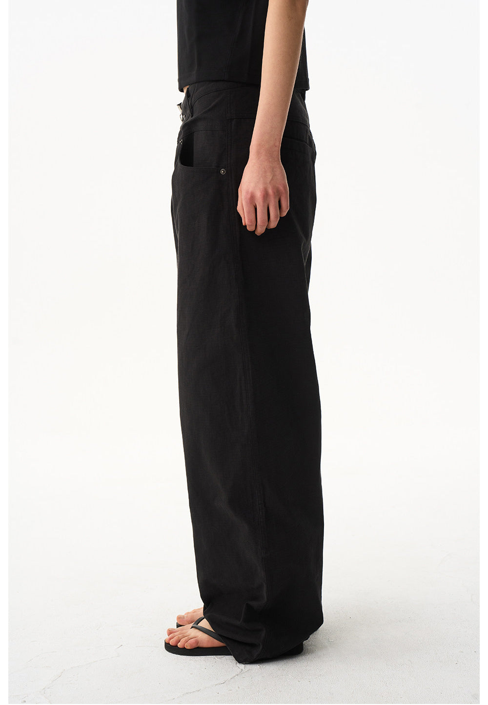 Straight-Leg Pants with Waist Patchwork