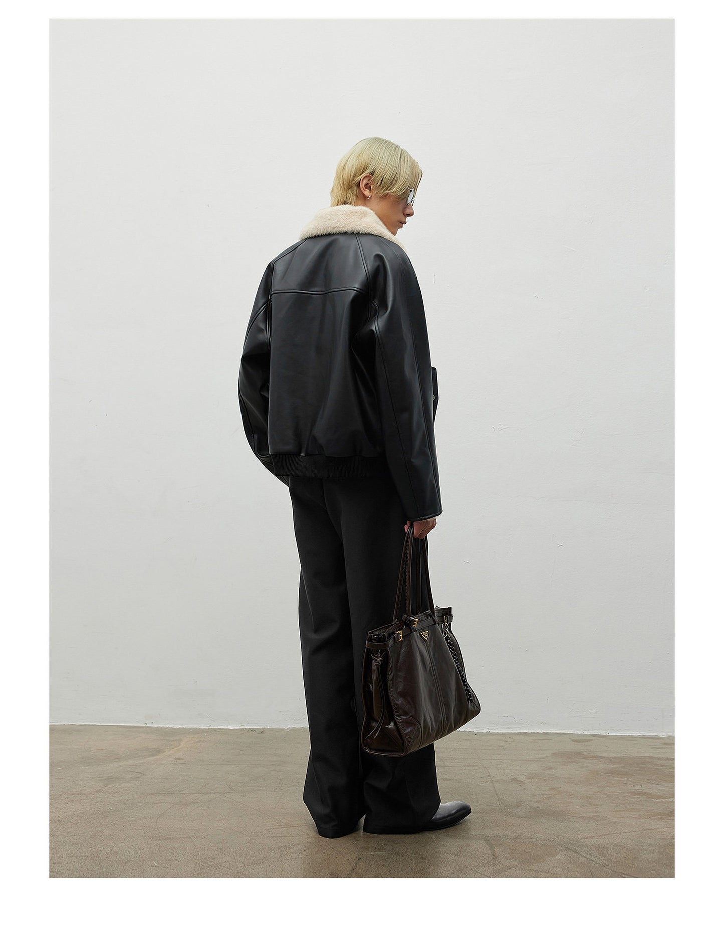 Detachable Collar Leather Jacket