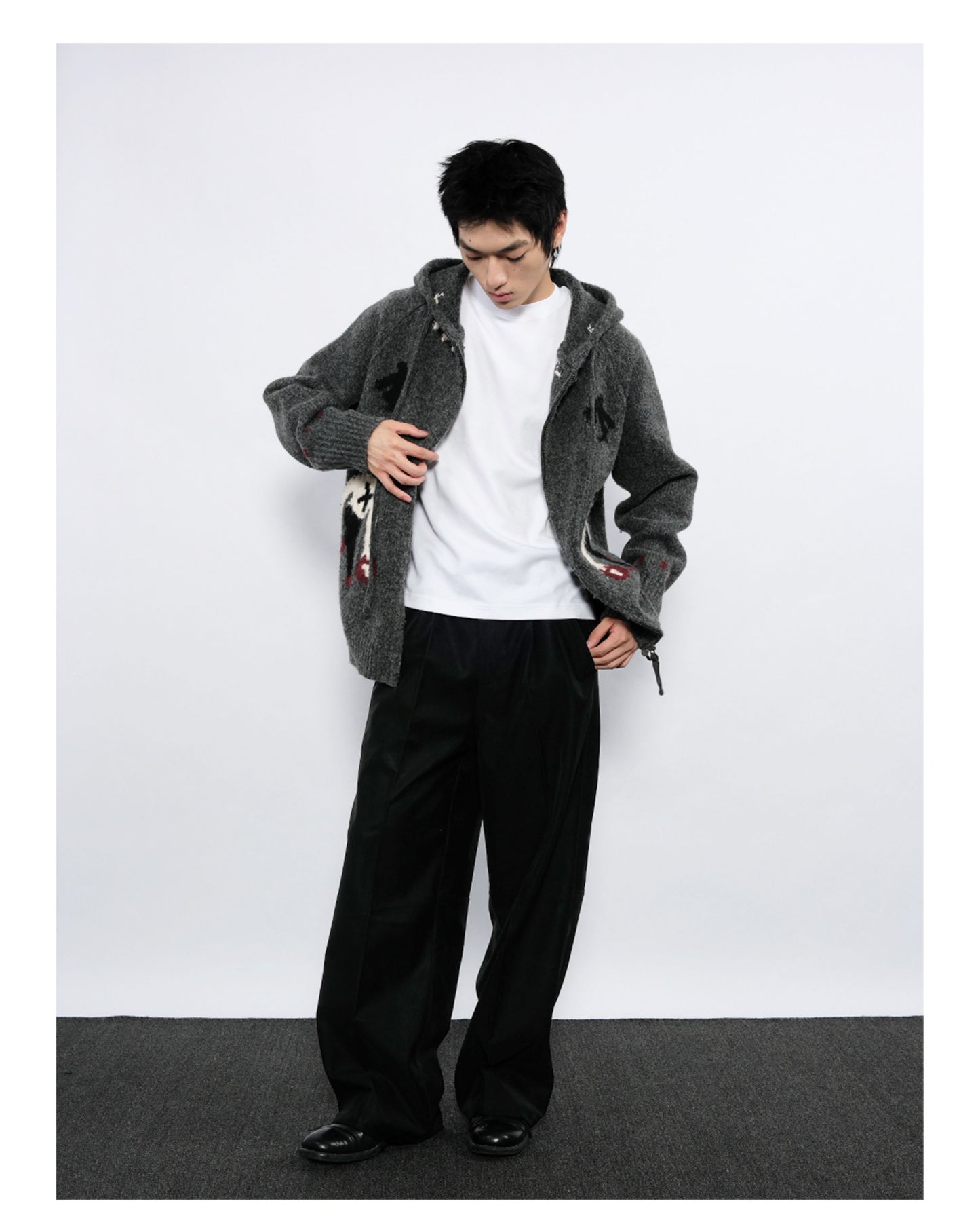 Double-Zipper Hooded Cardigan