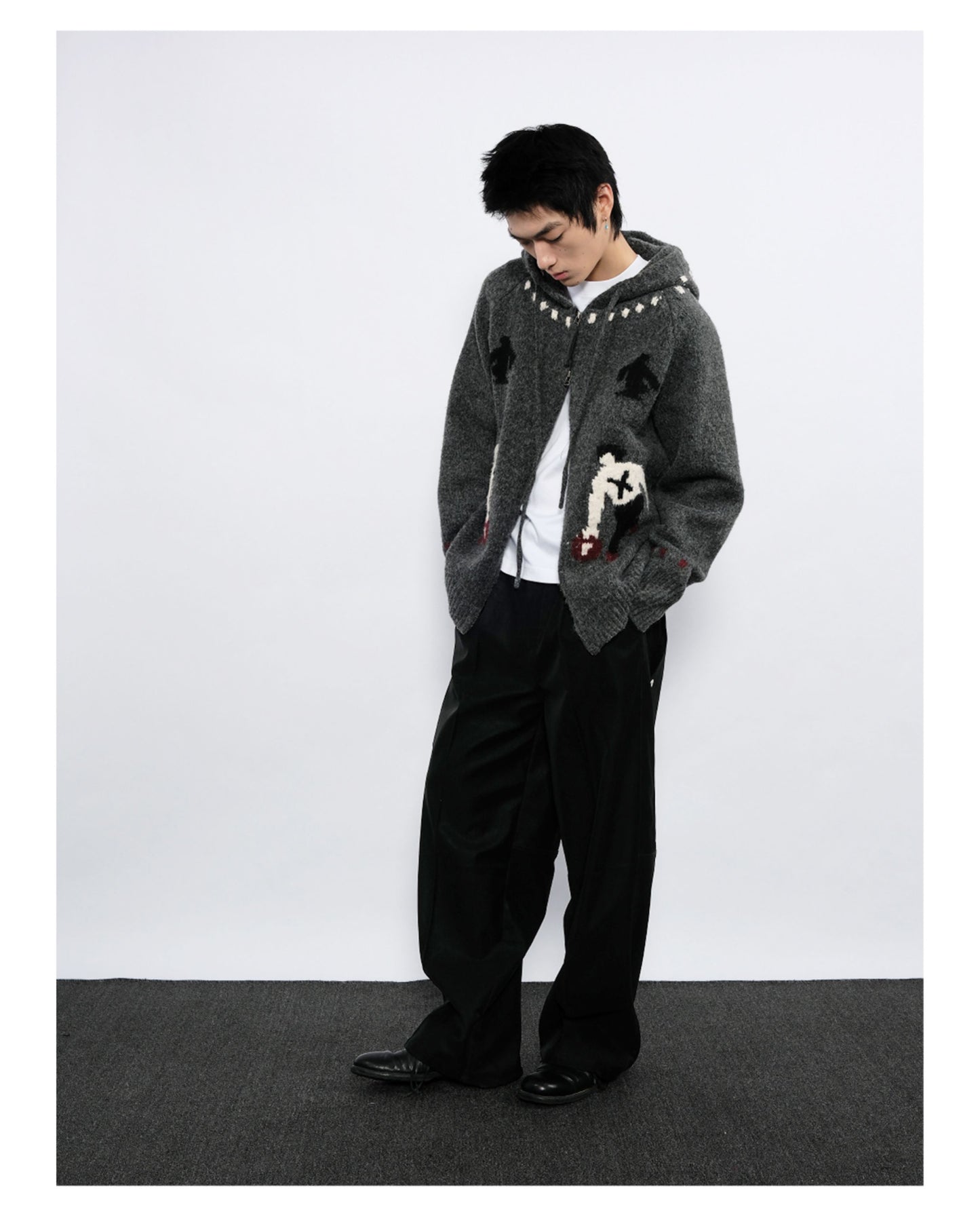 Double-Zipper Hooded Cardigan