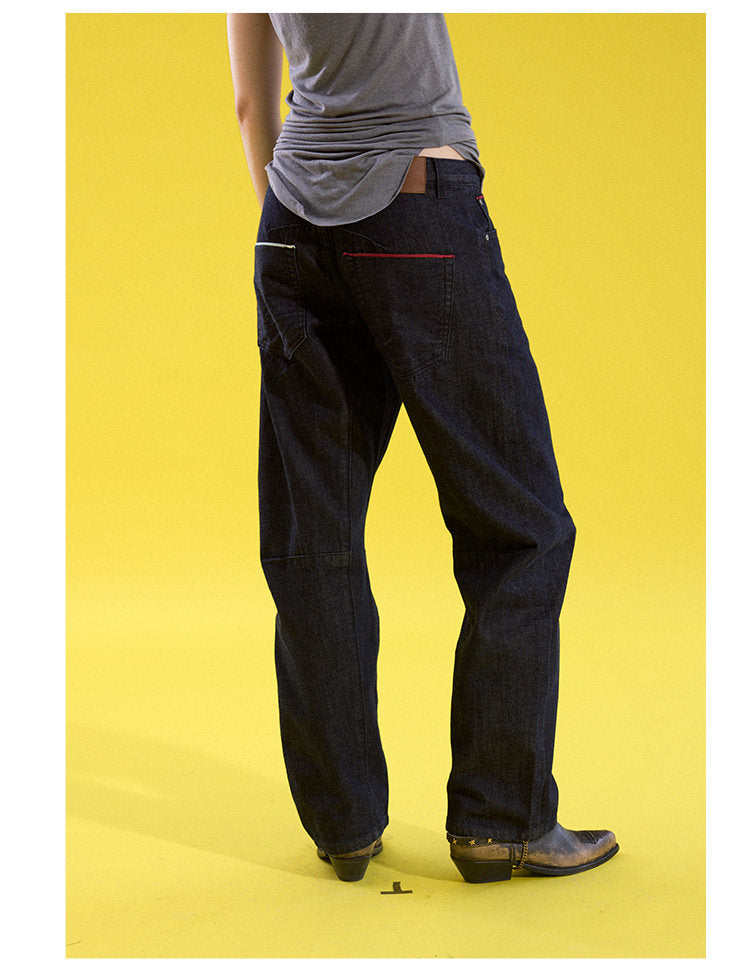 Slim-Fit Pleated Denim Pants