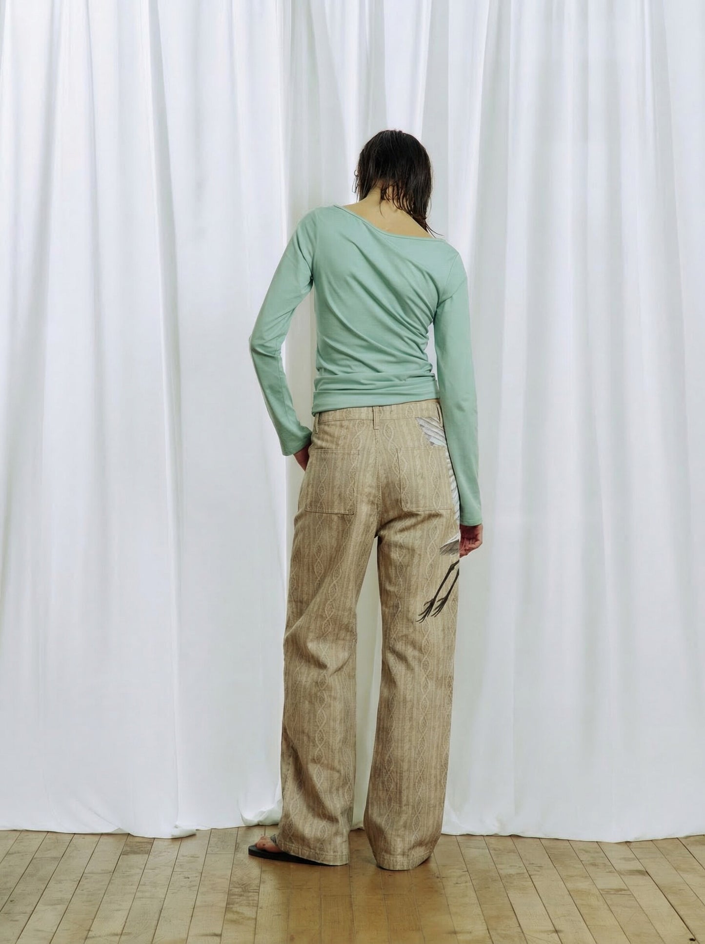 3D-Printed Denim Casual Pants