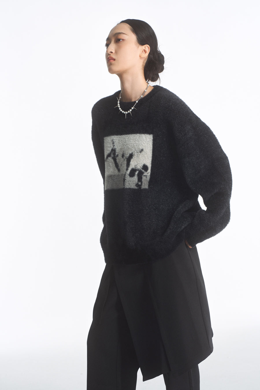 Imitation Mink Pullover Round Neck Sweater