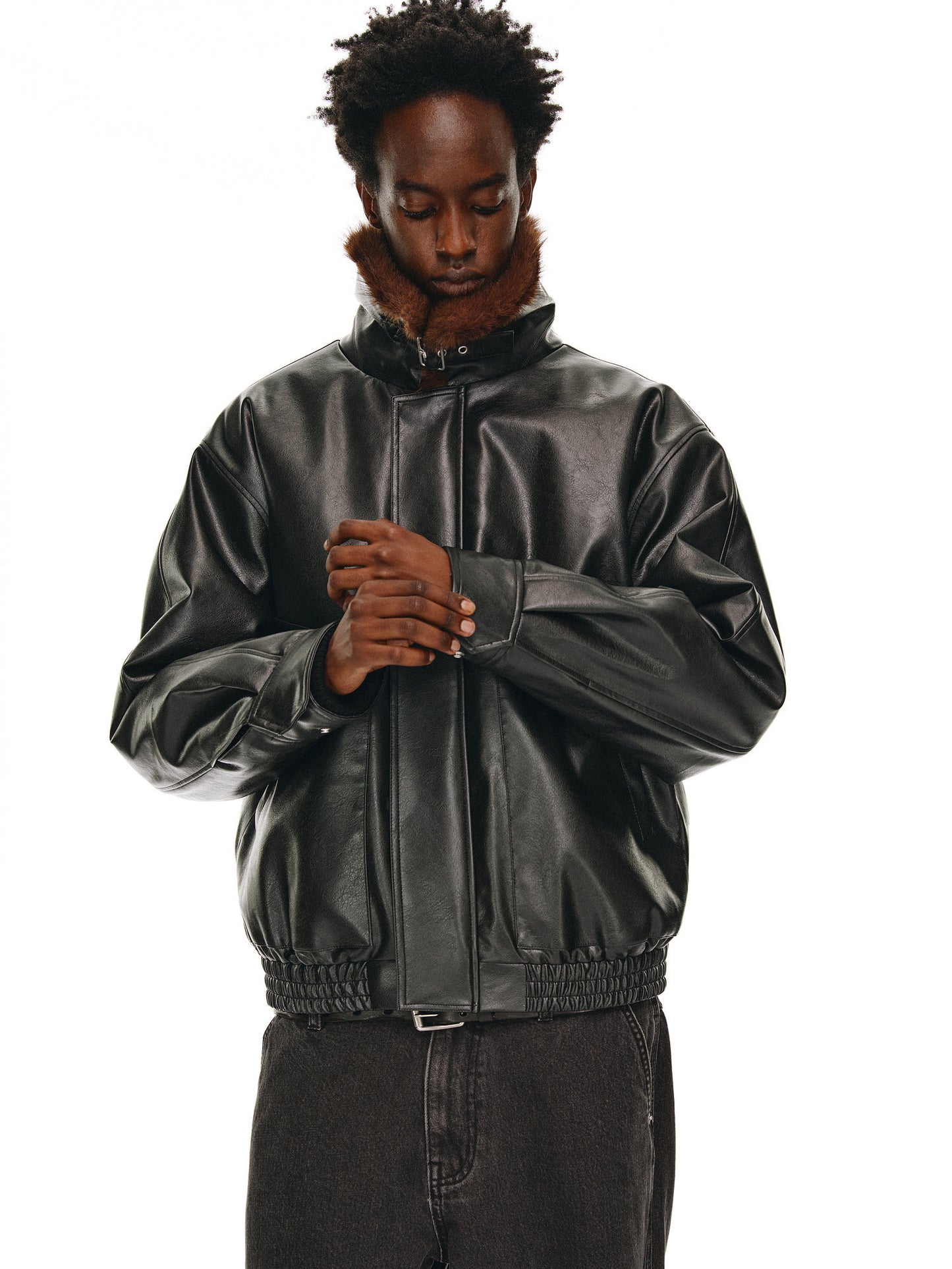 Eco-Friendly Fur Collar Jacket