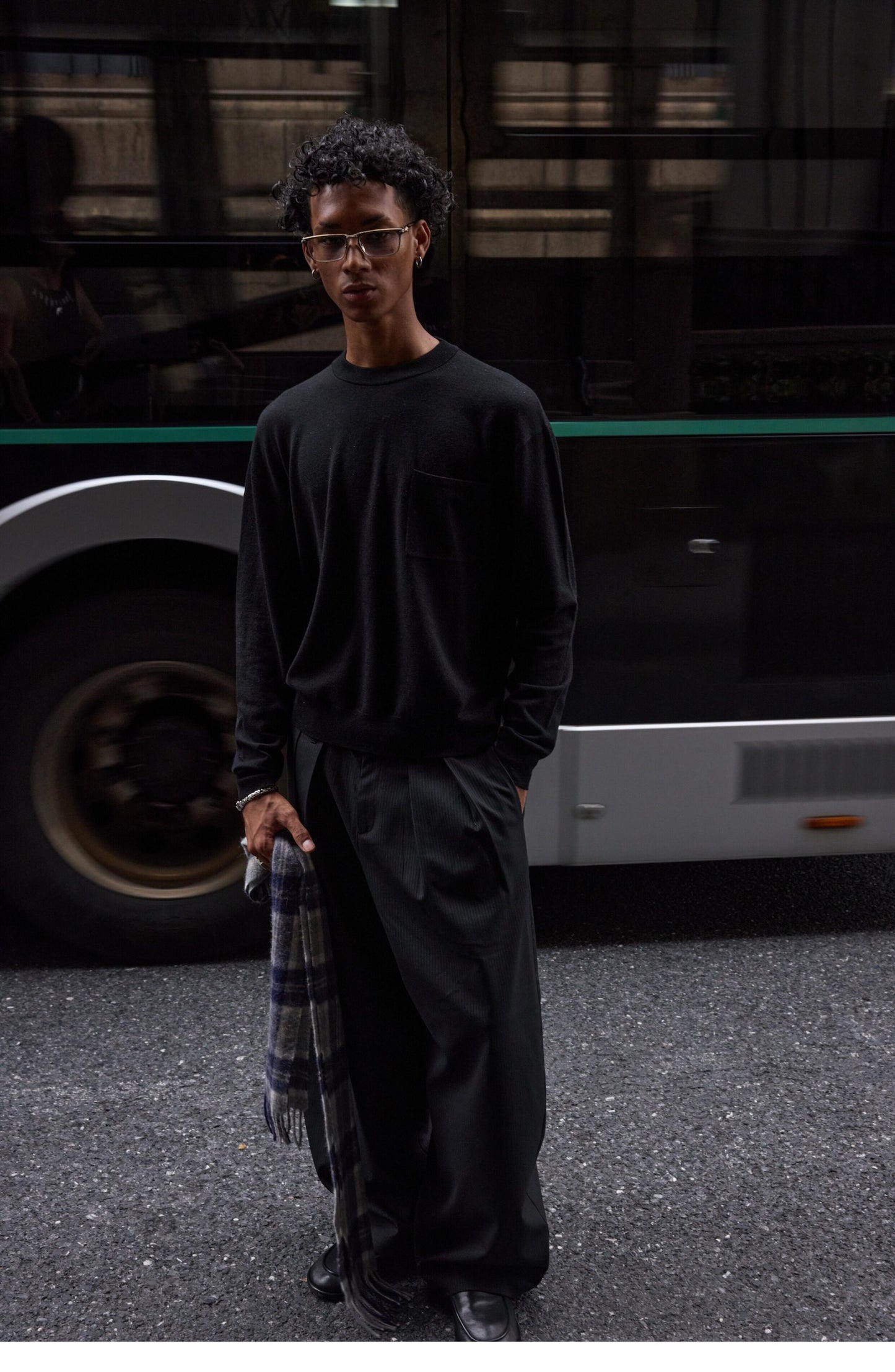 Crew-neck Sweater with Pockets
