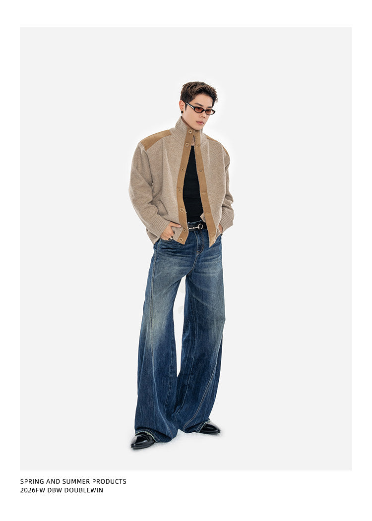 Retro Suede-Wool-Woven Hunting Jacket
