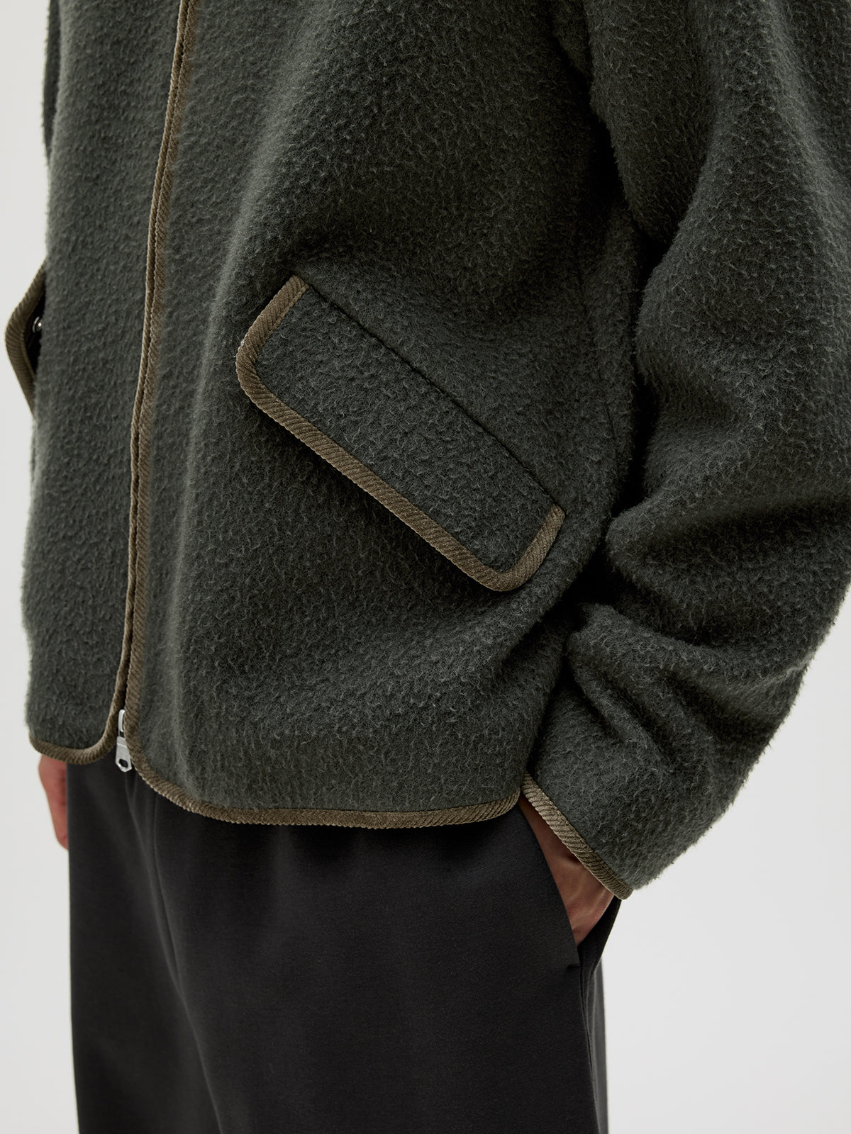 Color Block Zipper Casual Jacket