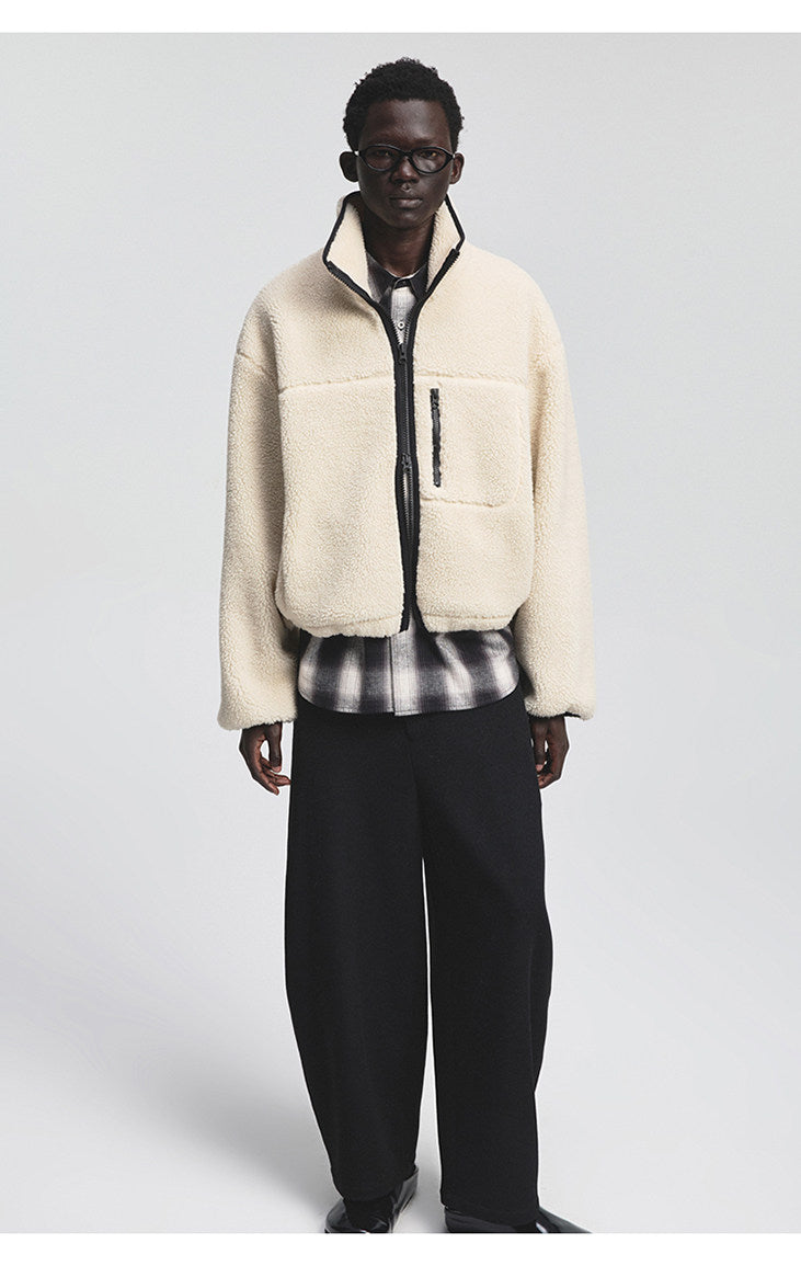 Multi-Pocket Short Fleece Jacket