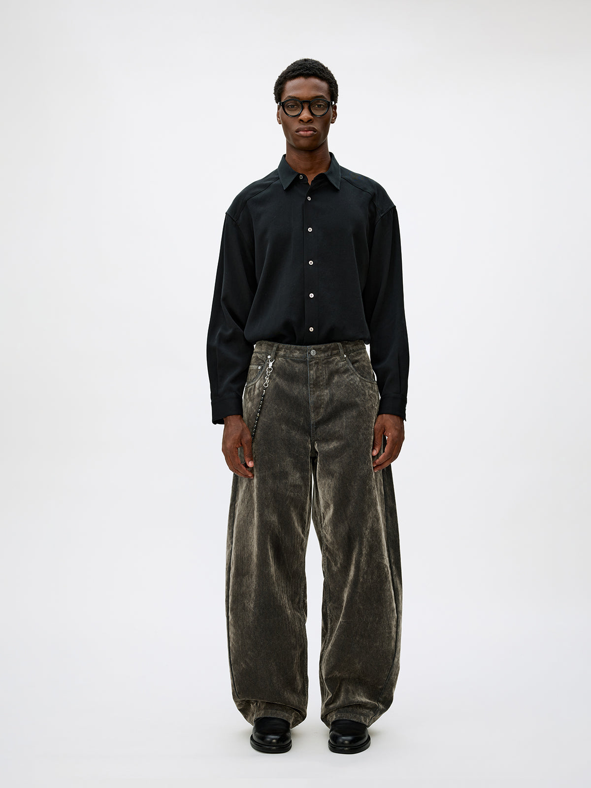 Loose-Fit Flock Denim Pants