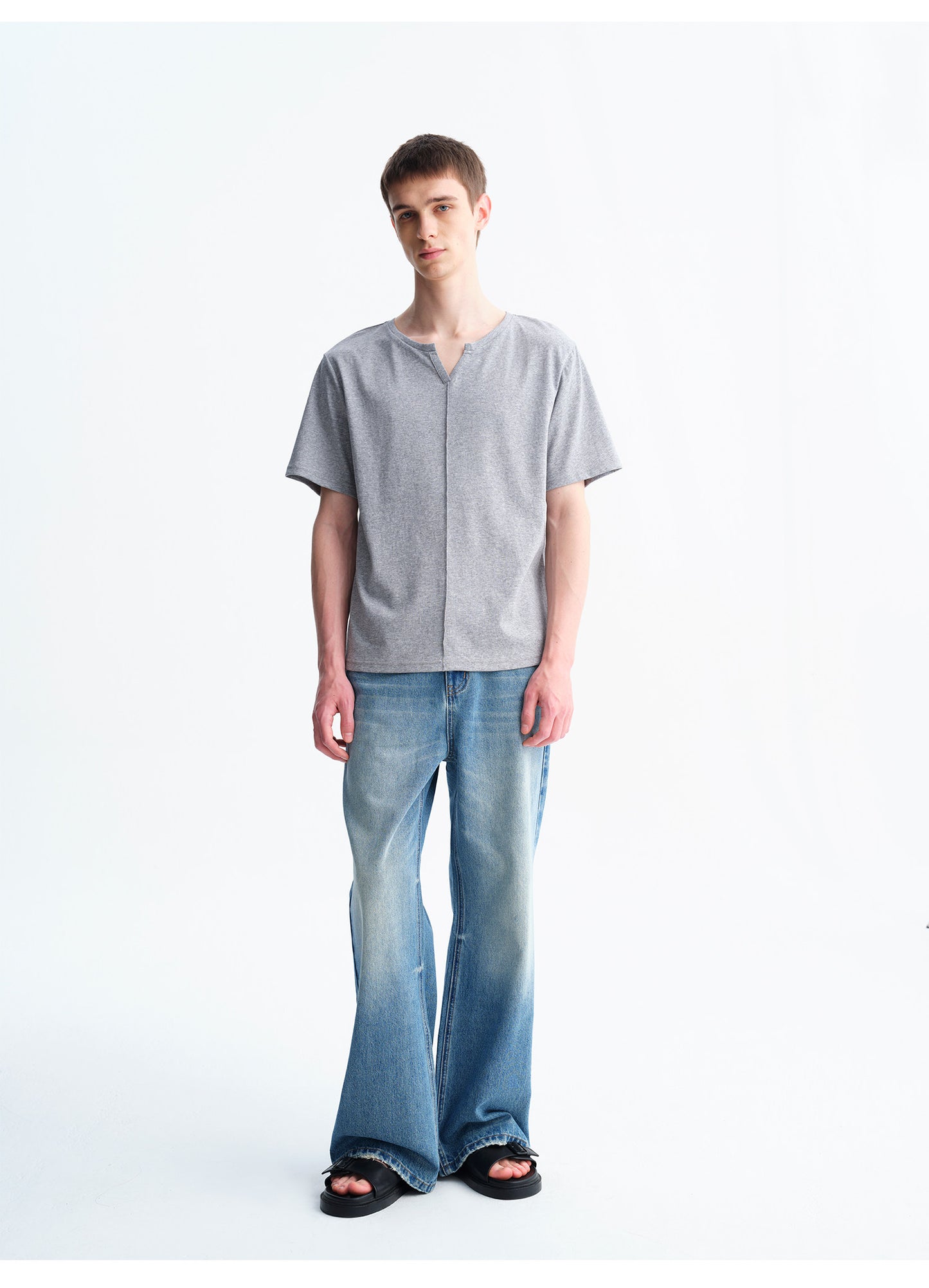 Slim-Fit Casual Denim Pants with Faded Details