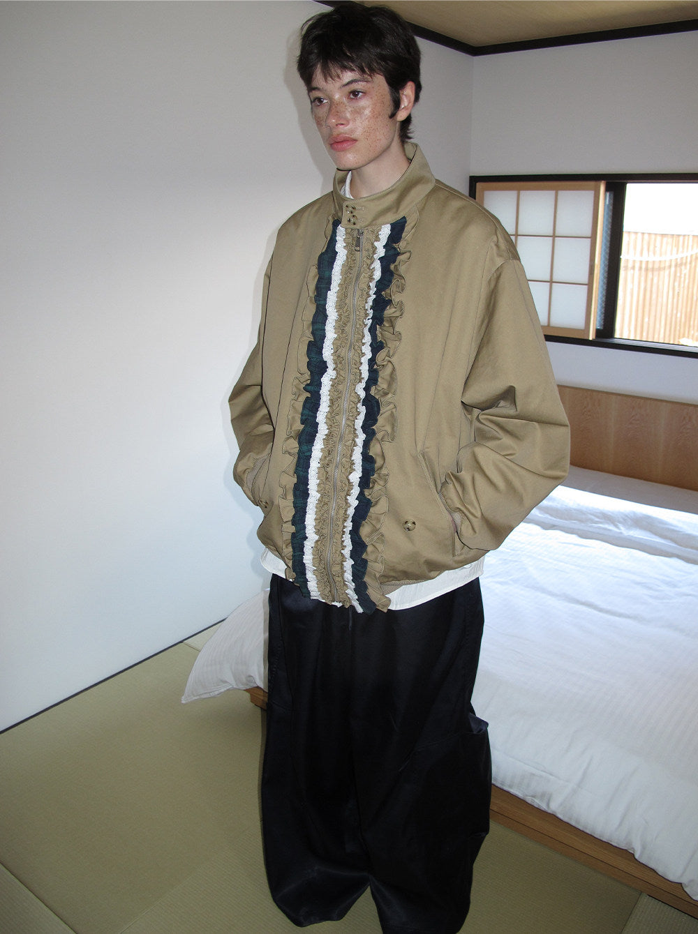 Ruffle Color Block Jacket