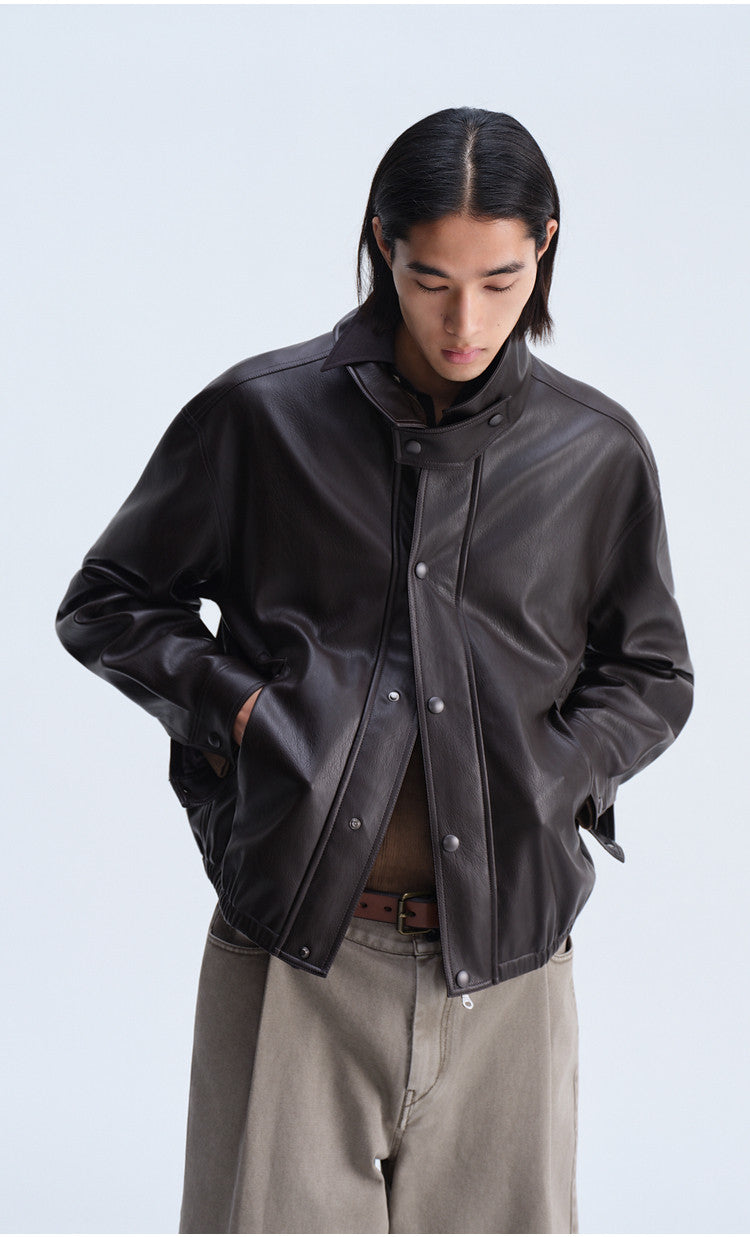 Casual Loose-Fit Harrington Jacket with Double Collar