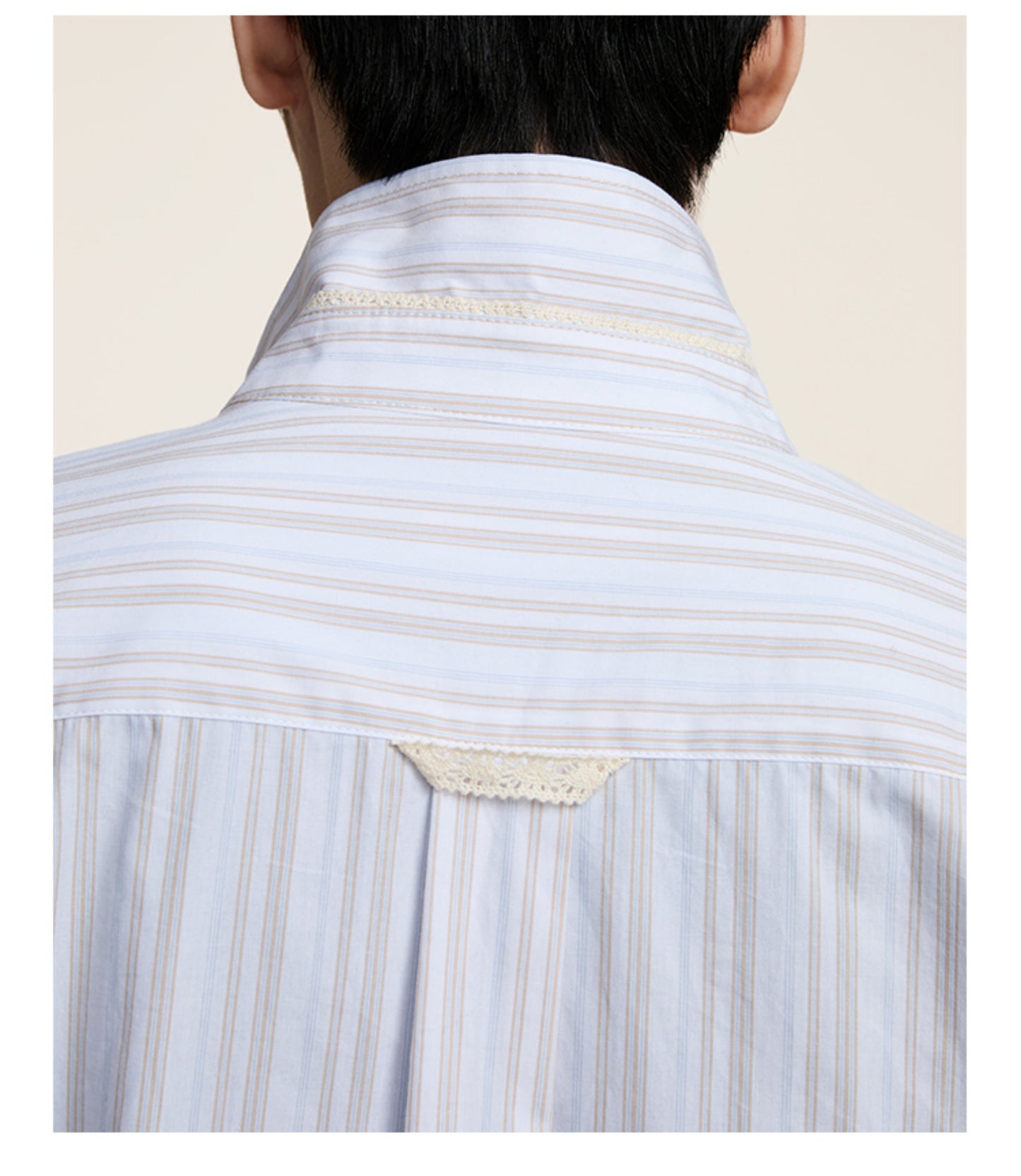 Striped stand collar shirt