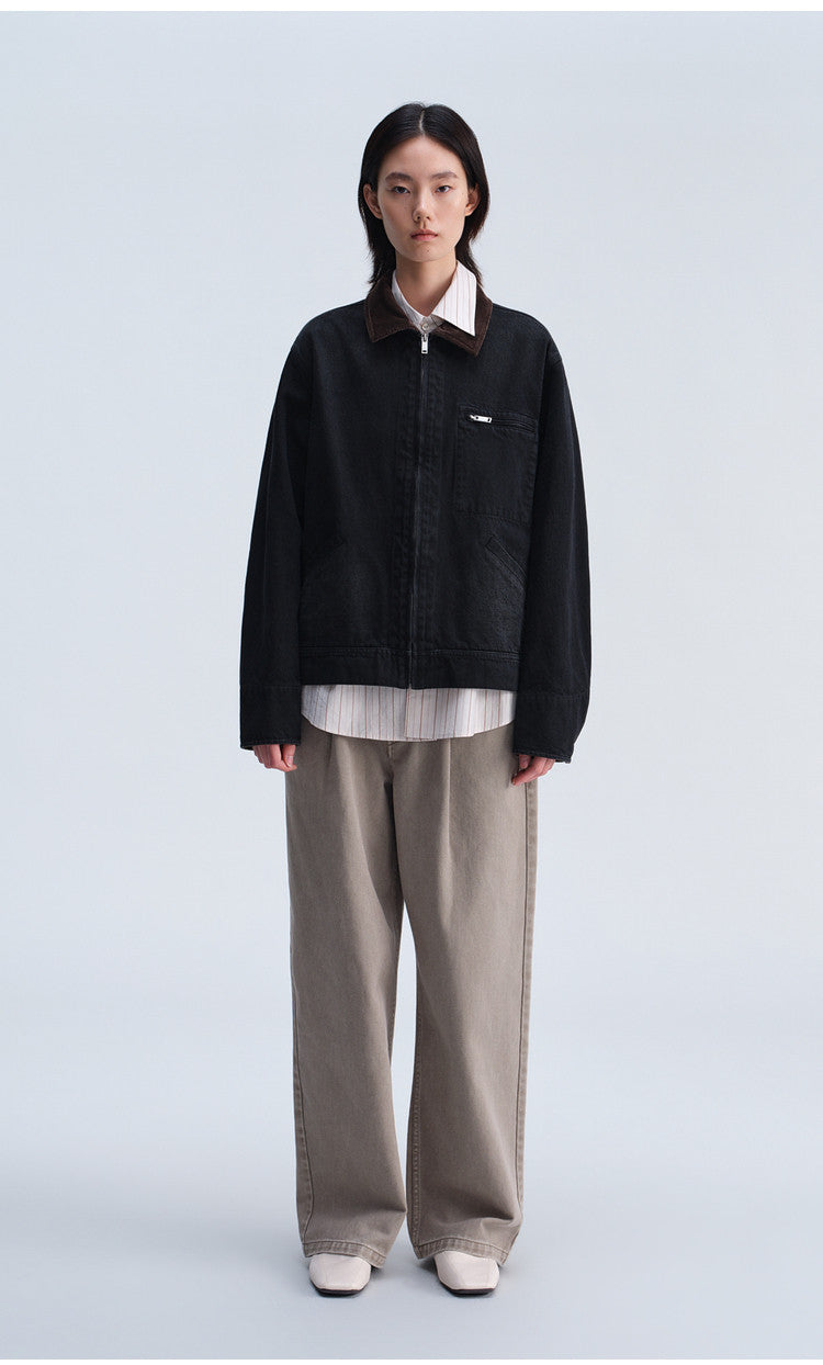 Single-Tuck Denim Pants