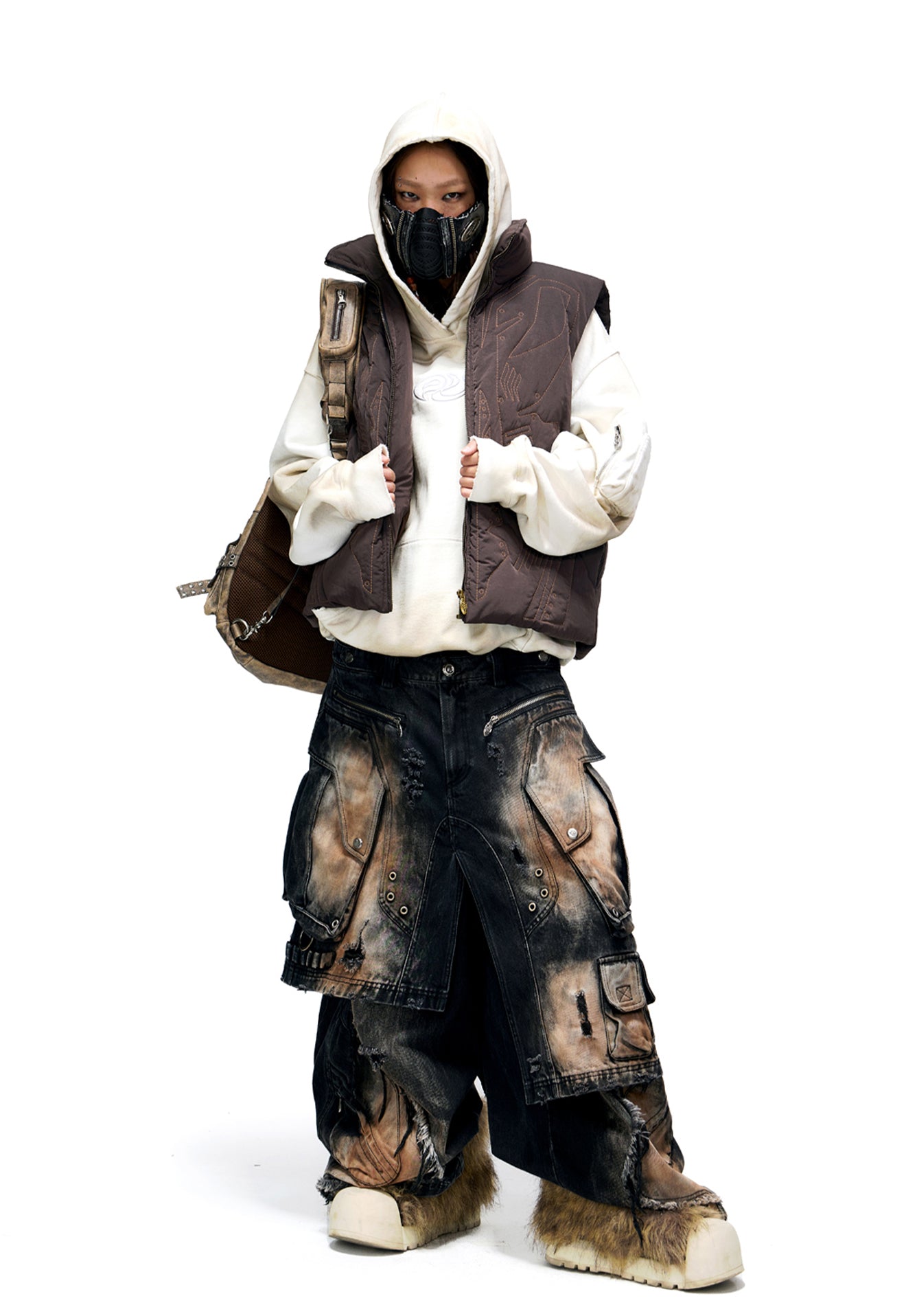 Armor stitch embroidered down vest