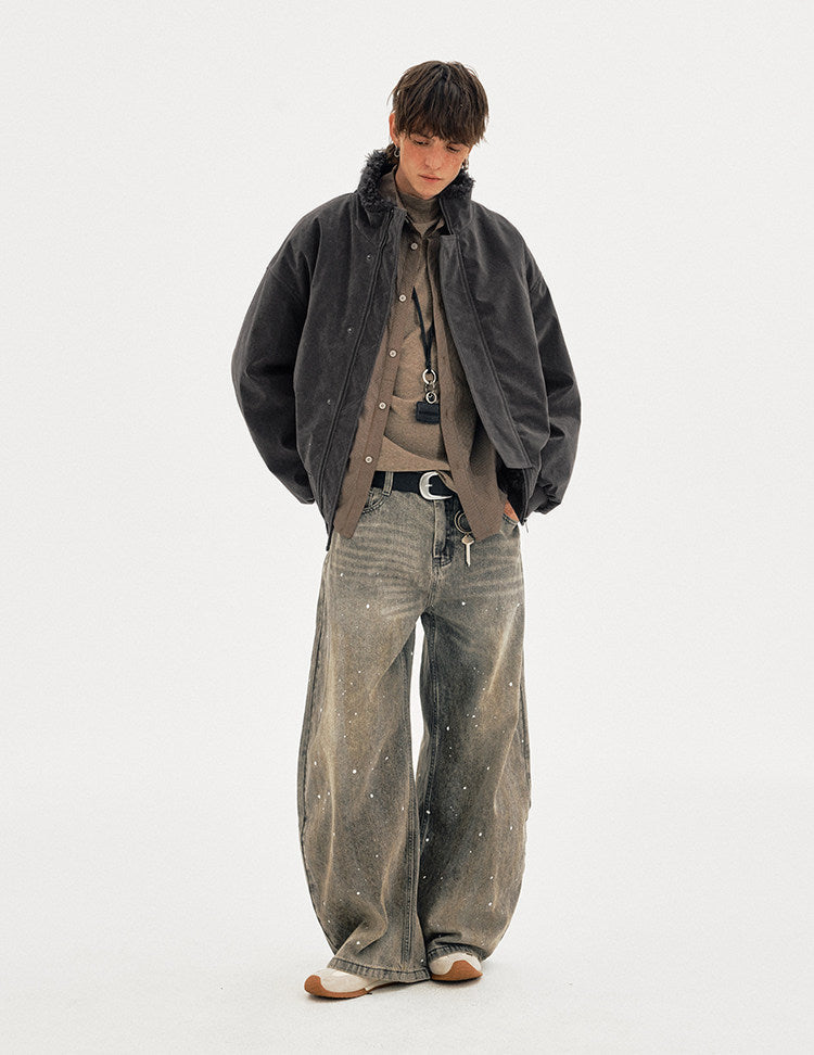 Suede Collar Cotton-Padded Jacket