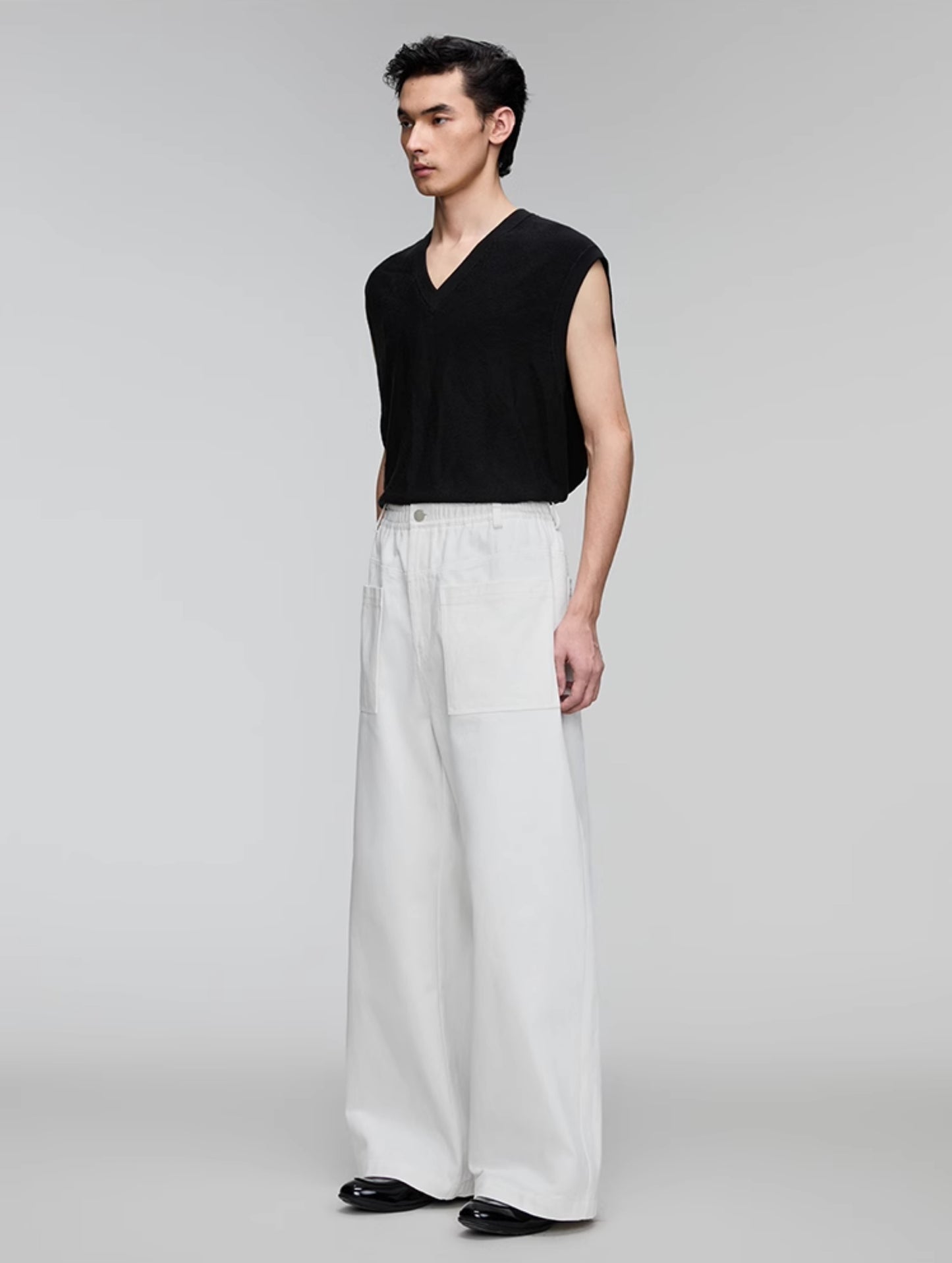 Elastic Waist Wide Leg Casual Pants