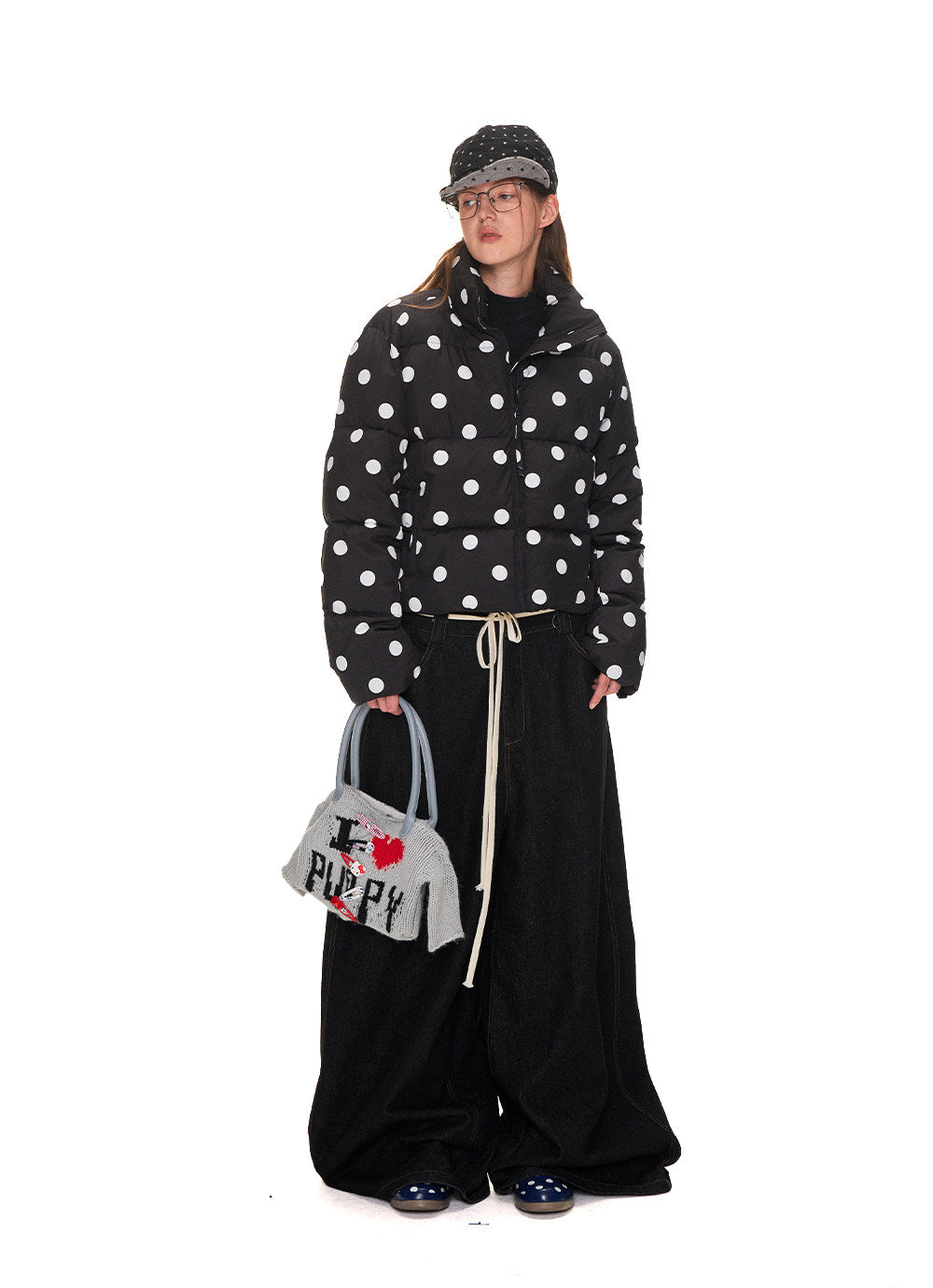 Letter Design Knit Bag