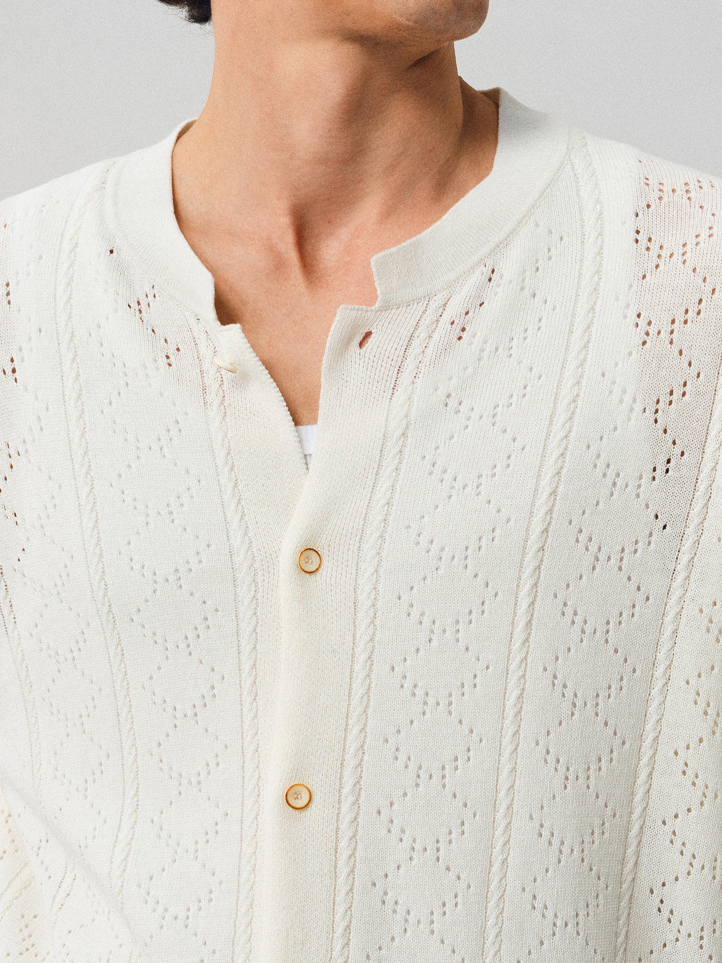 Openwork Linen Knit Shirt