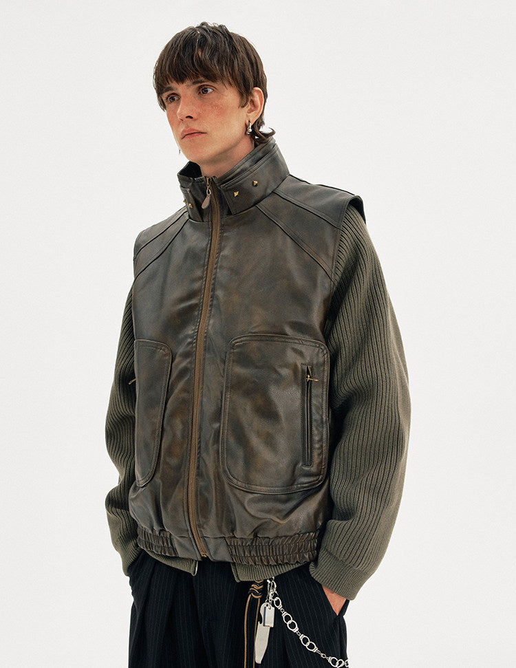 Deconstructed Design Leather Vest