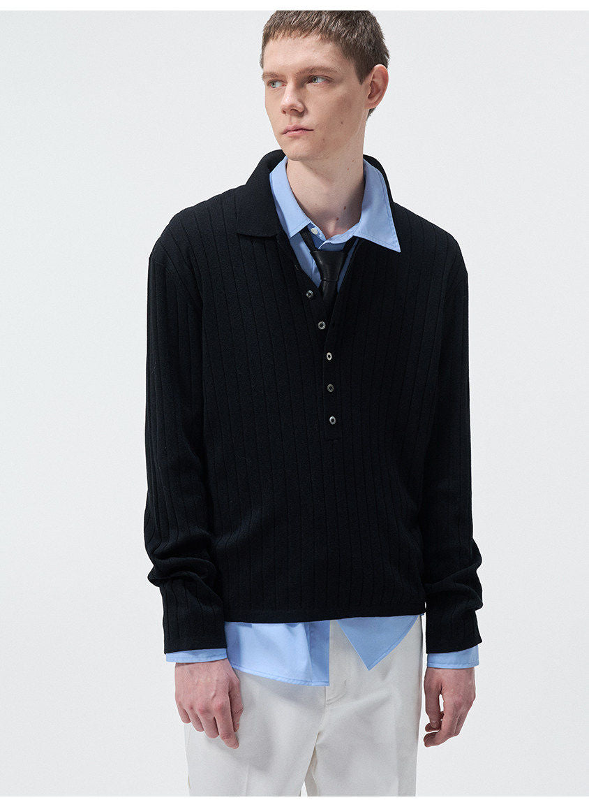 Wool and silk blend knit sweater