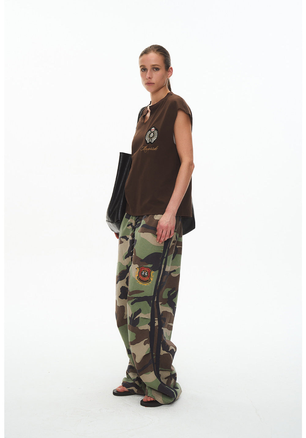 Aged Finish Double-Waist Camo Casual Pants