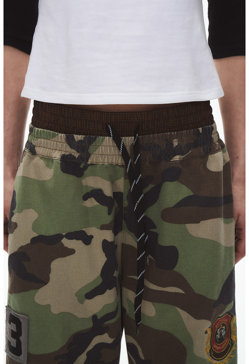 Aged Finish Double-Waist Camo Casual Pants
