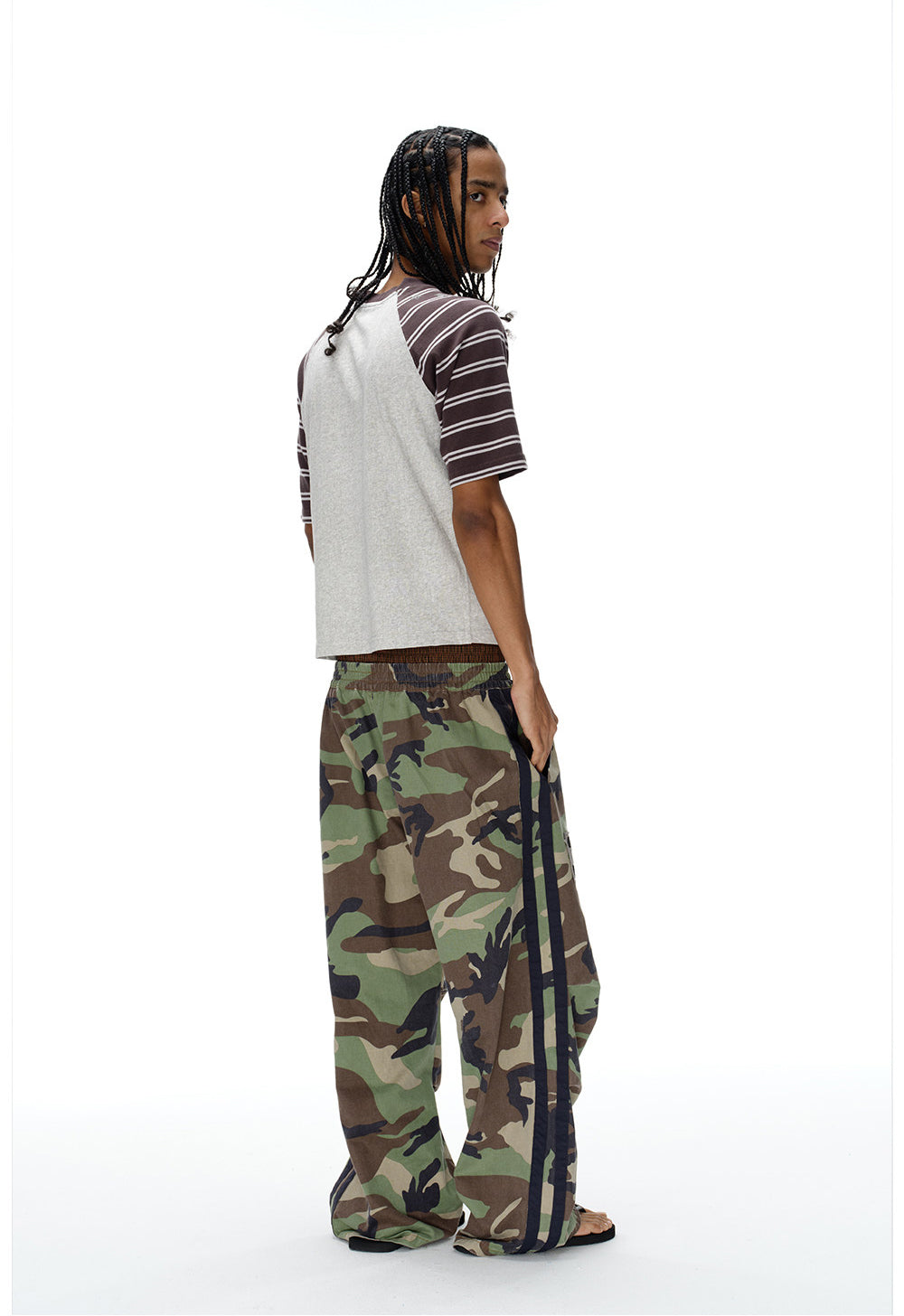 Aged Finish Double-Waist Camo Casual Pants
