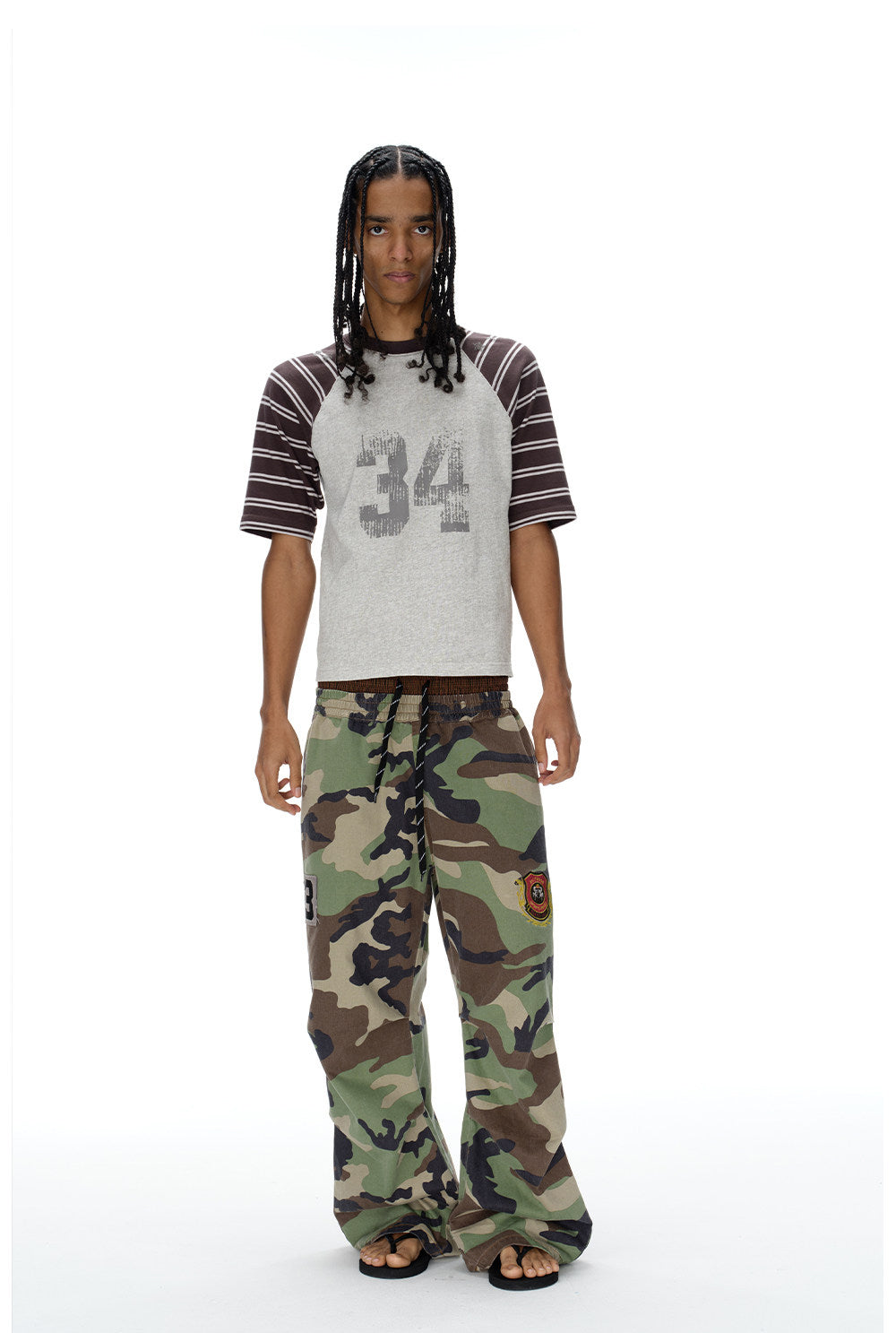 Aged Finish Double-Waist Camo Casual Pants