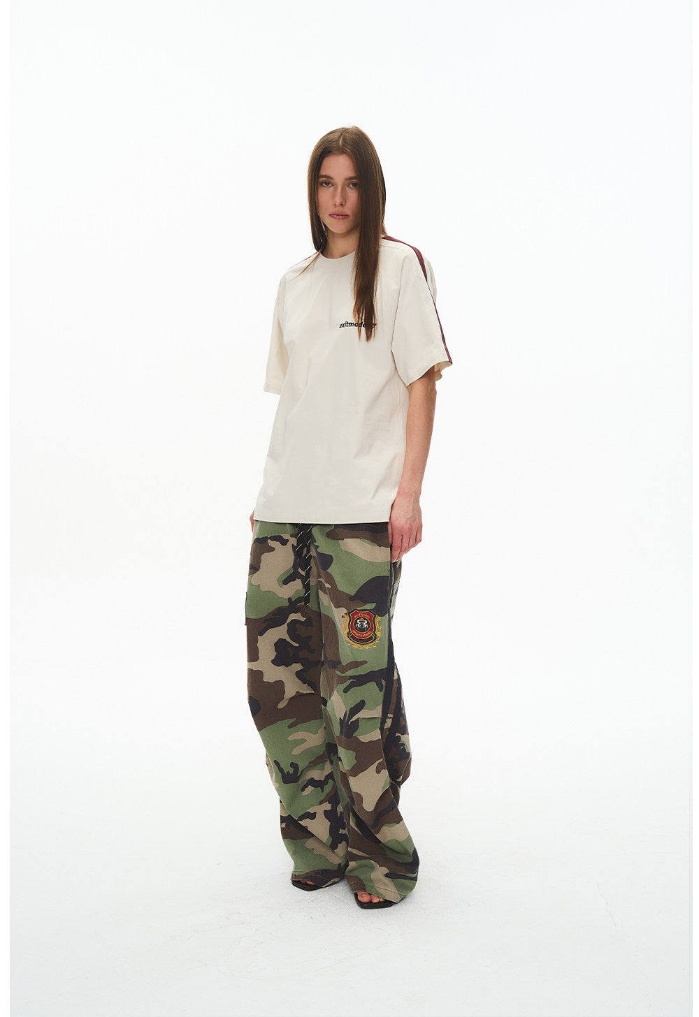Aged Finish Double-Waist Camo Casual Pants