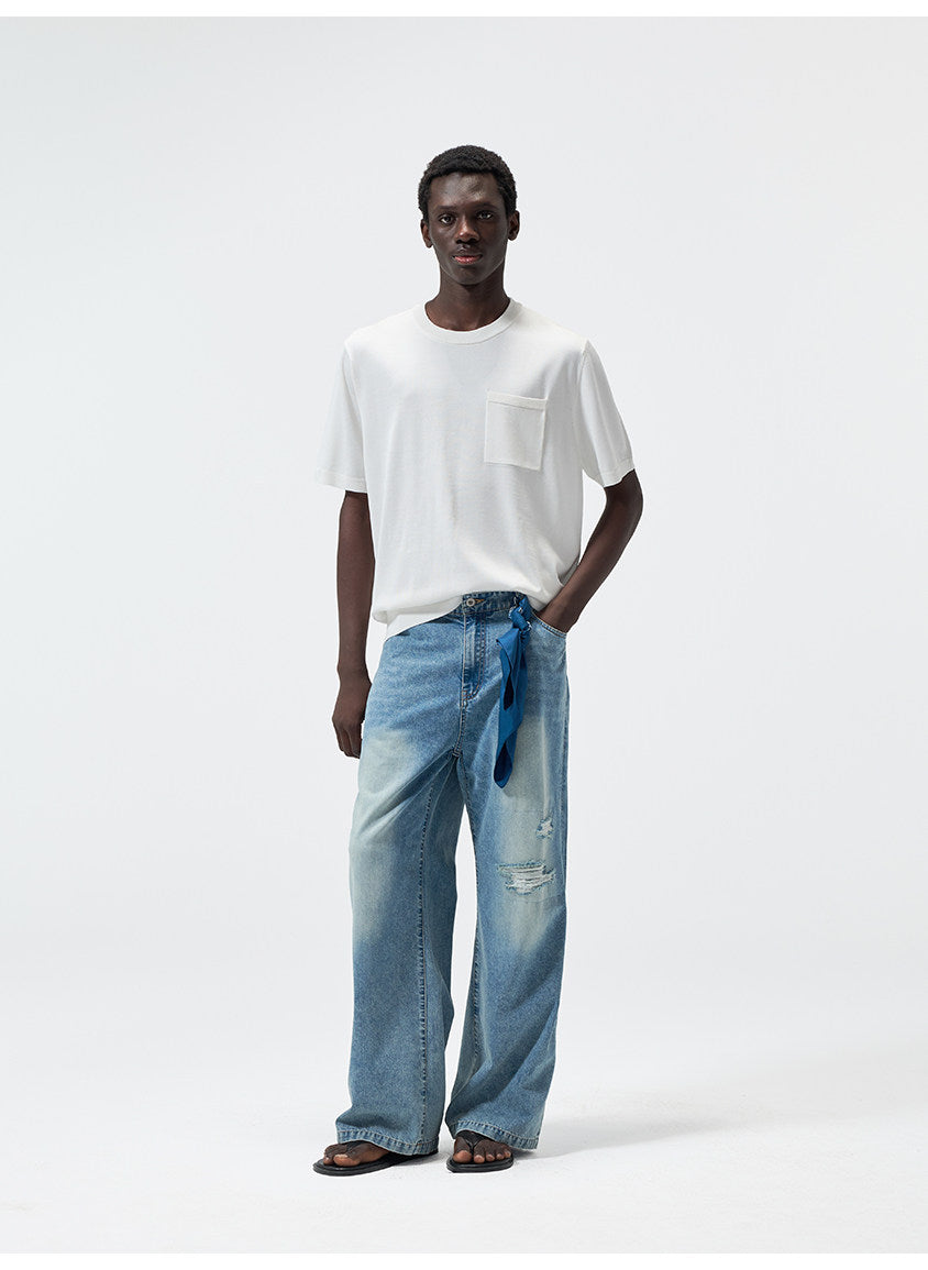 Pocket Crew-Neck Knit Shirt