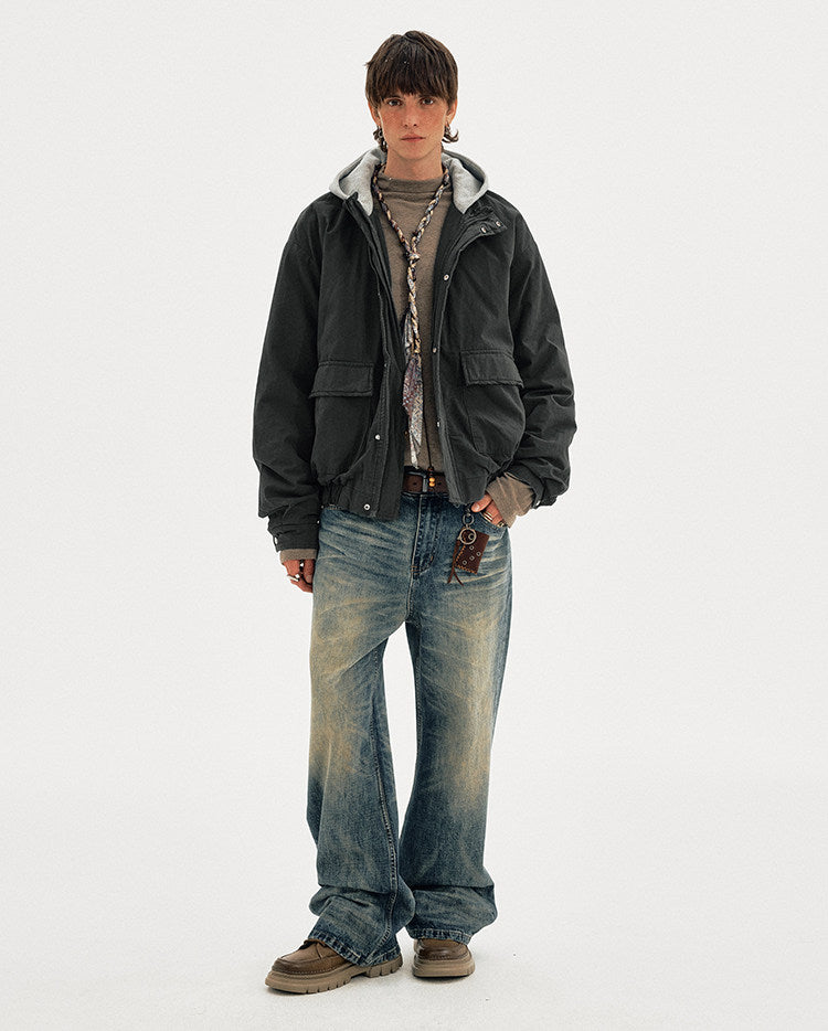 Patchwork Faux Two-Piece Thick Jacket