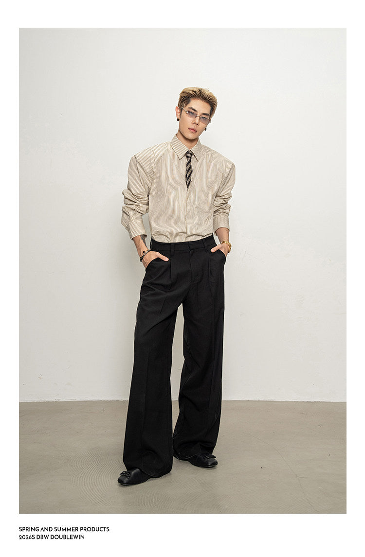 Padded-shoulder striped shirt