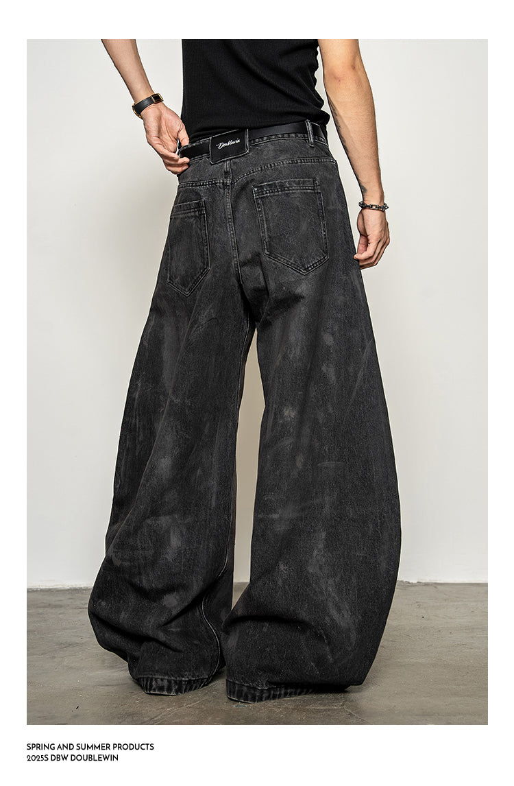 Mud-dyed distressed denim jacket set