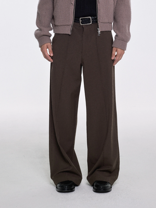 Three-dimensional mid-line wool casual pants