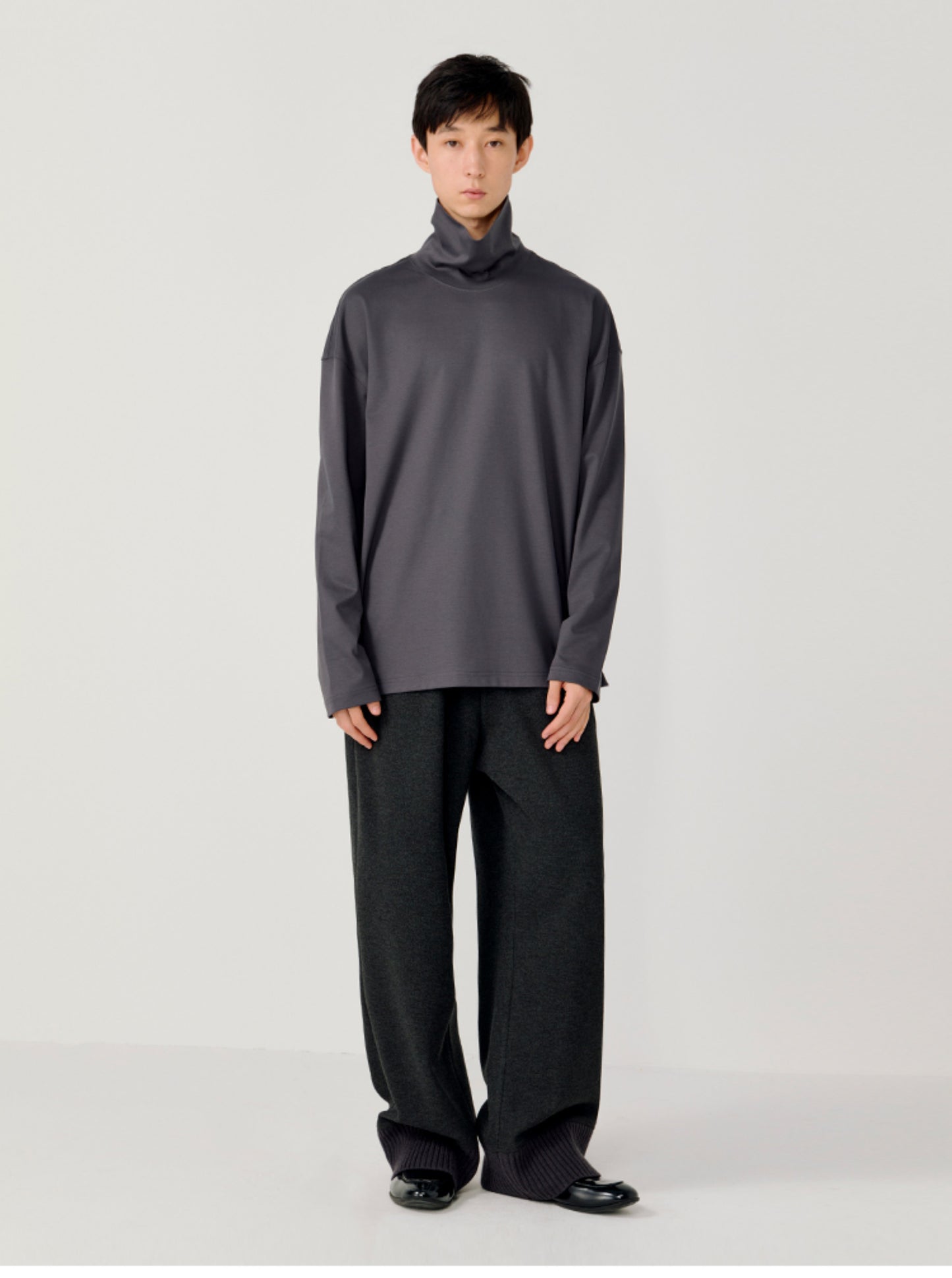 High-Neck Side-Slit T-Shirt