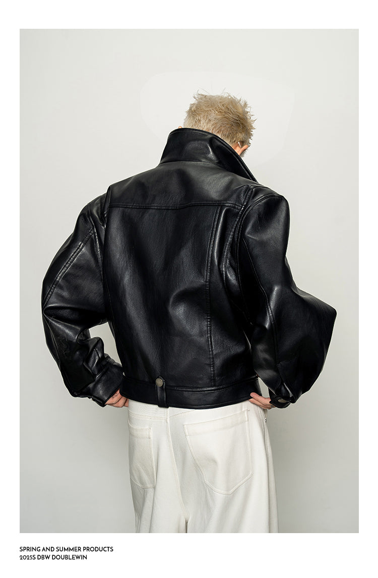 Shoulder-Waist Leather Jacket