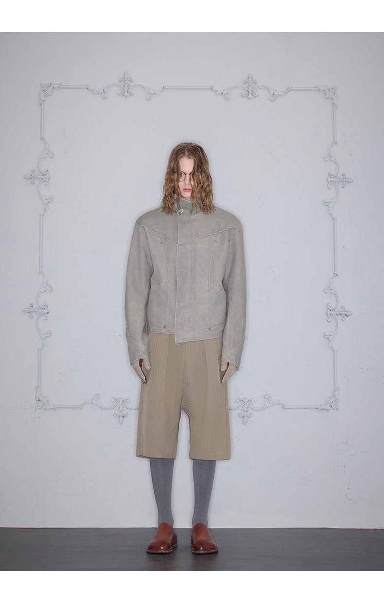 Smoke-Washed Leather Jacket