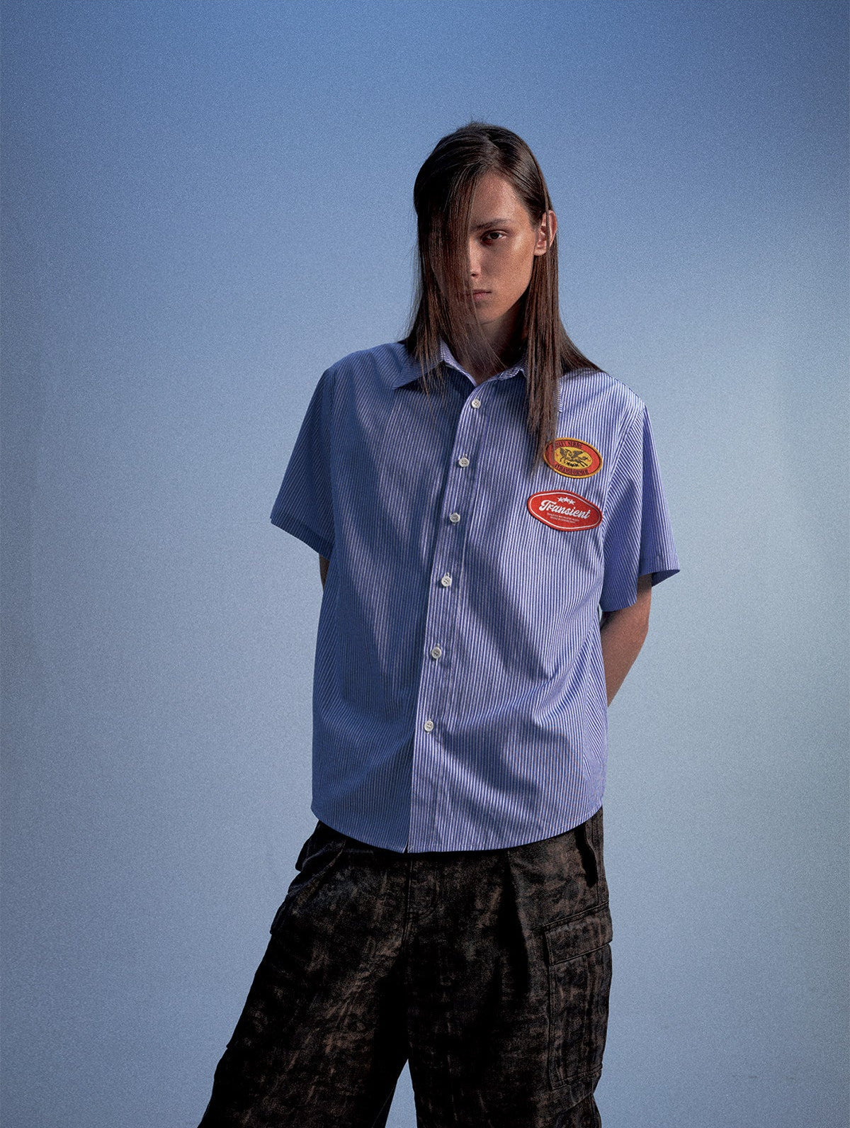 Striped Shirt with Embroidered Emblem　