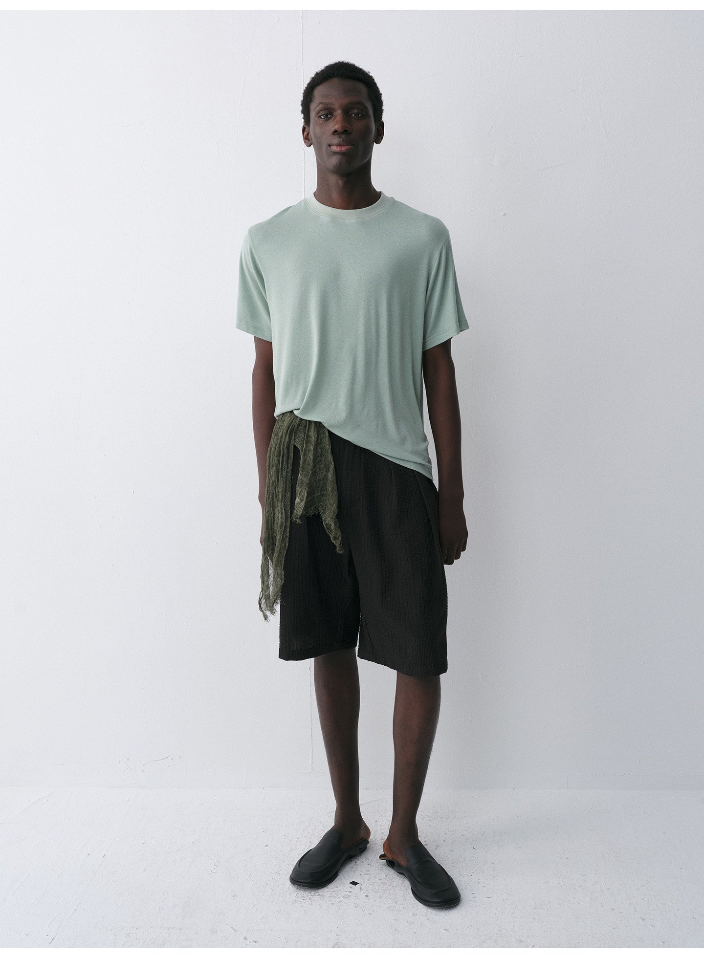 Tencel & Wool Blend Crew Neck T-Shirt