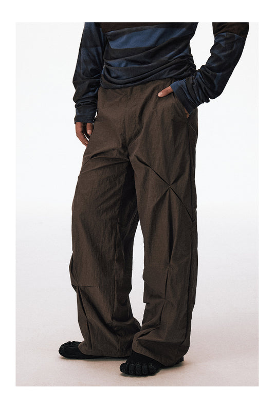 Wrinkle-processed loose-fit casual pants
